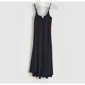 Sigrid Olsen Black Midi Dress Womens S Minimalist Slip Flowy 90s Quiet Luxury